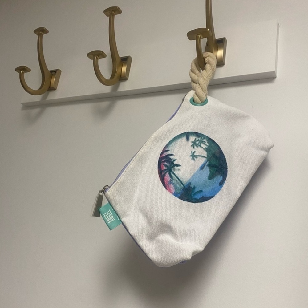 Lavender Canvas Pouch with Nautical Rope Detail